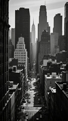 Grainy black and white cityscape with a vintage film aesthetic, captured in 4K HD. Ideal for wallpaper, editorial use, retro design themes, backgrounds, storytelling visuals, and creative projects.

