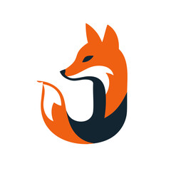 Obraz premium The Fox and Letter J Logo Icon Symbol Emblem