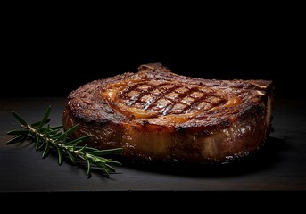 Perfectly Grilled T-Bone Steak with Distinct Bone, Ready to Serve
