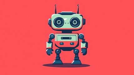 Retro Robot Illustration: A Vintage-Style Mechanical Companion