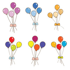 Set of balloon bouquet icons