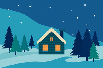 Obraz premium winter landscape with house