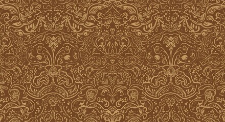 Seamless Javanese batik pattern in brown and cream hand drawn traditional style