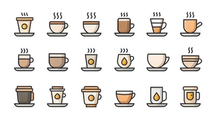 Coffee Cup Icons Set