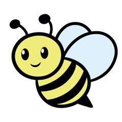Vector illustration of cute smiling little bee on white background