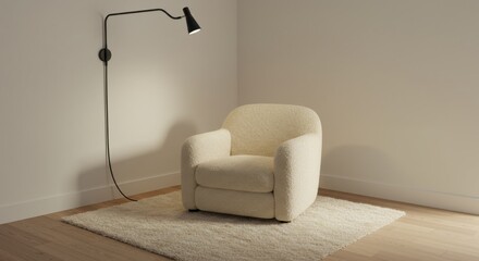 Cozy Reading Nook with Boucle Chair