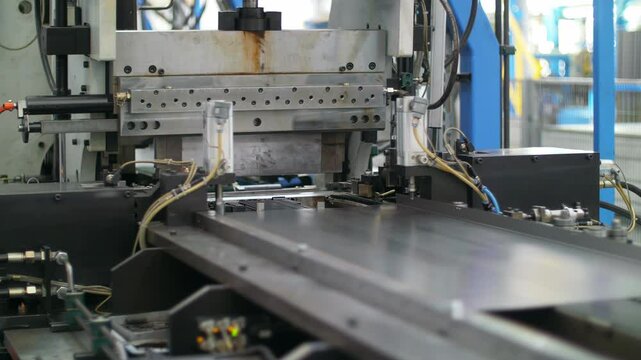 Industrial technology heavy-duty machine factory shaping metal steel coil for processing production line, showing industrial automation manufacturing efficiency