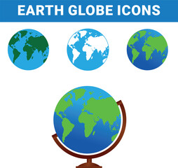 Earth and Globe Color Icons Set – Planet, World Map