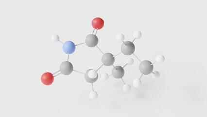 Fototapeta premium ethosuximide molecule 3d, molecular structure, ball and stick model, structural chemical formula anti-epileptic drug