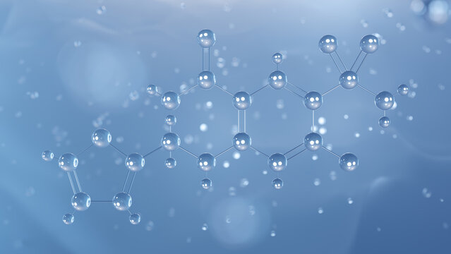 furosemide molecular structure, 3d model molecule, loop diuretic structural chemical formula view from a microscope