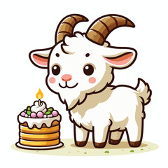 cute goat cartoon vector