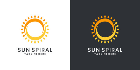 Spiral sun logo design with circular rays