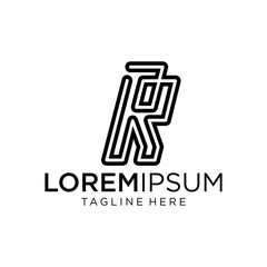 letter at monogram PR style line art modern logo	