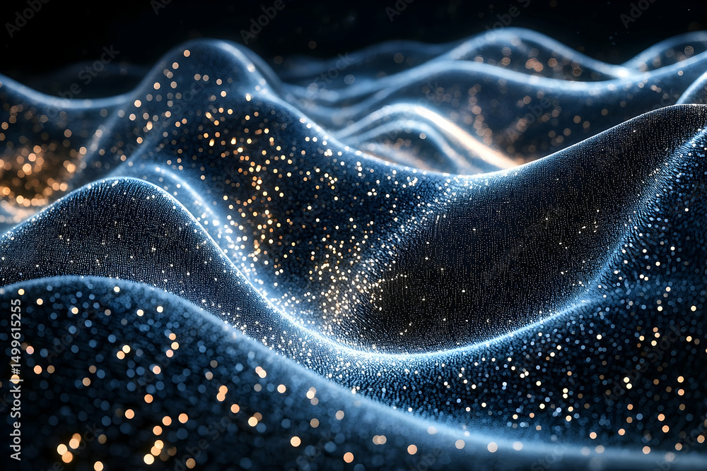 Poster abstract digital texture with shimmering particles.