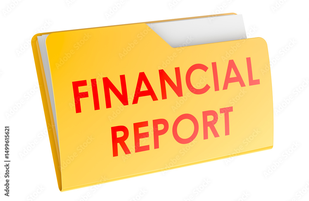 Poster financial report folder. 3d rendering isolated on transparent background