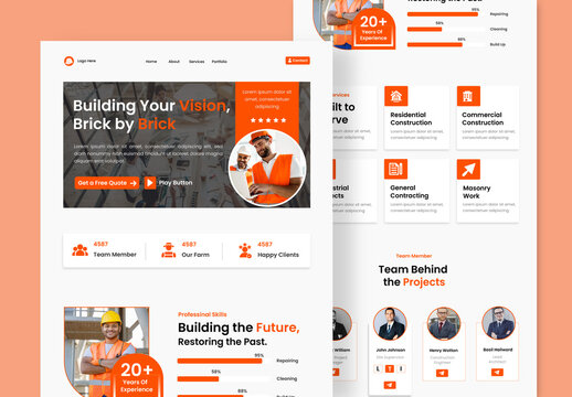 Construction Landing Page UX UI Design