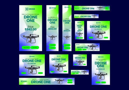 Drone Web Banner Ads Template for Ecommerce and Product Promotion