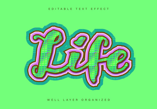 Life Text Effect Design Template for Typography and Graphic Projects