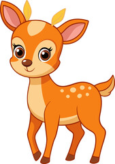 Playful deer illustration with alert pose and smiling face suitable for childrens forest scene artwork