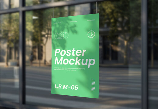 Mockup of Customizable Poster on Building Window