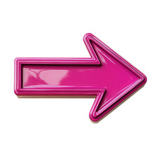 Bold Arrow with Defined Contours in Vivid Fuchsia Isolated on Transparent Background