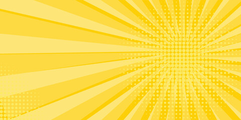 Yellow abstract background with light of sunburst. yellow starburst with halftone. sun ray retro background with flash vector
