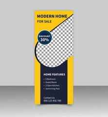 "Professional Real Estate Roll-Up Stand Banner Template for Property Listings, Open Houses, and Business Promotion - Customizable Design with Bold Graphics"