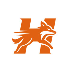 The Fox and Letter H Logo Icon Symbol Emblem
