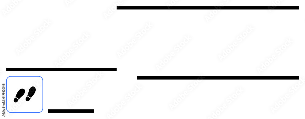 Aufkleber black footstep icon with horizontal black lines arranged in separate sections. ideal for simplicity,