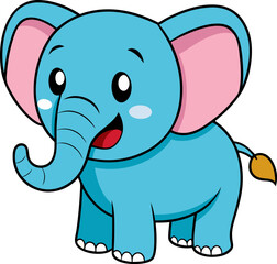 Cartoon elephant with big ears and blue skin smiling widely perfect for animal themed kids vector designs