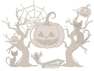 ハロウィーン■木目の背景＆パンプキンの壁紙	
