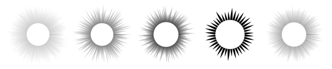 Set of sun symbols on white background