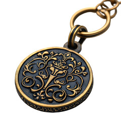 Ornate gold pendant necklace vintage style jewelry fashion accessory gift on transparent background
