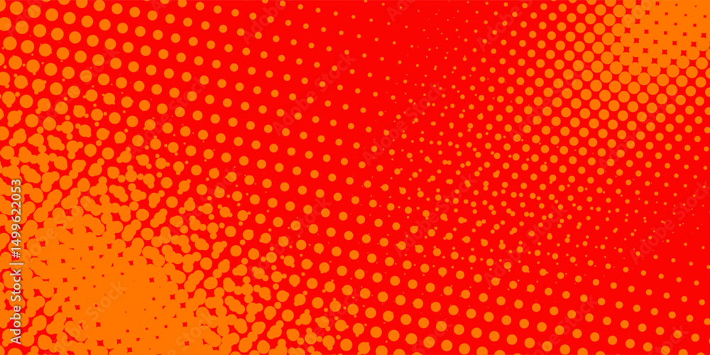 Poster dots halftone orange color pattern gradient texture with technology digital background. dots pop art