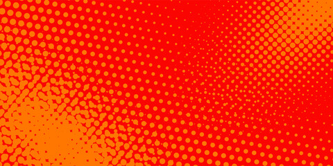 Dots halftone orange color pattern gradient texture with technology digital background. Dots pop art comics with summer background.