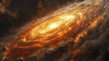 Fiery spiral galaxy in deep space