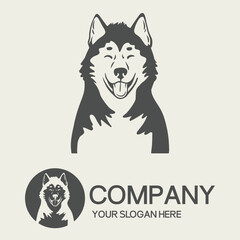 Portrait dog logo and design elements vector isolated on white background, Dog Silhouettes.