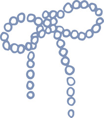 Illustration of coquette elegant ribbon bow with string of pearls. Summer whimsical mermaid core element