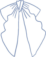 Illustration of coquette elegant ribbon bow . Summer whimsical girl core element