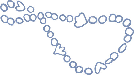 Whimsical outline illustration of pearl jewelry. Cute blue spiral circle accessory  illustration. Summer whimsical mermaid core element, svg