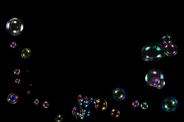 Soap bubbles isolated on a black background