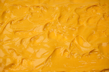 Yellow sauce splashes as a background.