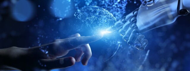 Human and AI Collaboration in Advanced Technology Concept.