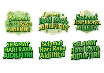 Selamat Hari Raya Aidilfitri Fancy Design Transparent Sticker with Green Theme 