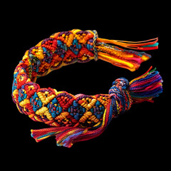 Vibrant Woven Anklet Featuring Colorful Handwoven F Isolated on Transparent Background