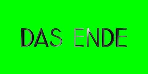The end word in German isolated on green background - 3D illustration