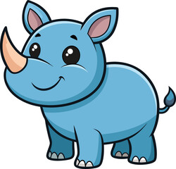 Cute rhino vector character with soft features and happy face standing confidently in zoo theme graphics