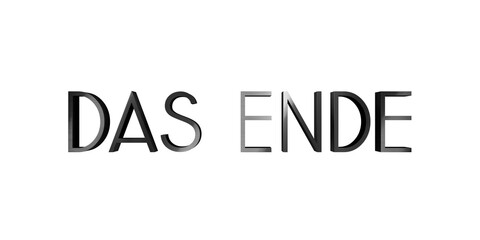 The end word in German isolated on white background - 3D illustration