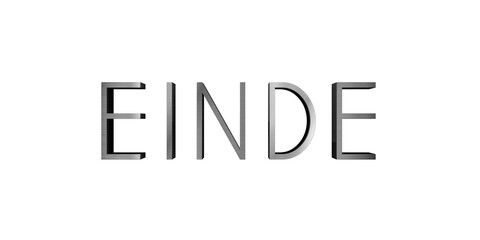 Fototapeta premium The end word in Dutch isolated on white background - 3D illustration