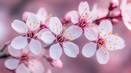 Beautiful close-up of cherry blossoms in soft pink hues.